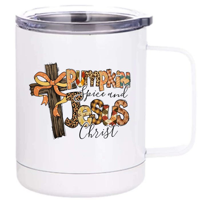 Pumpkin Spice And Jesus Christian God Faith Front & Back 12oz Stainless Steel Tumbler Cup