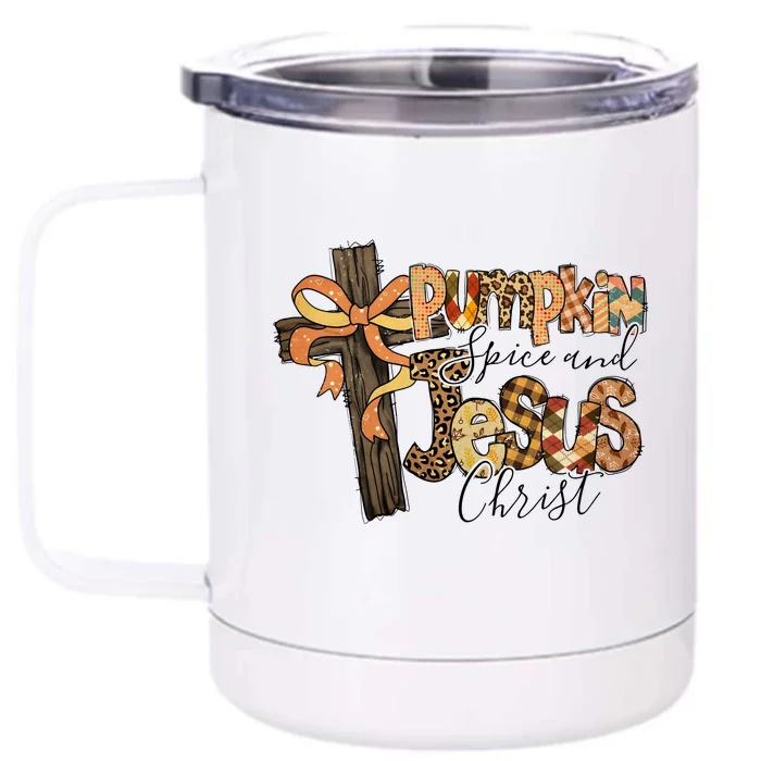 Pumpkin Spice And Jesus Christian God Faith Front & Back 12oz Stainless Steel Tumbler Cup