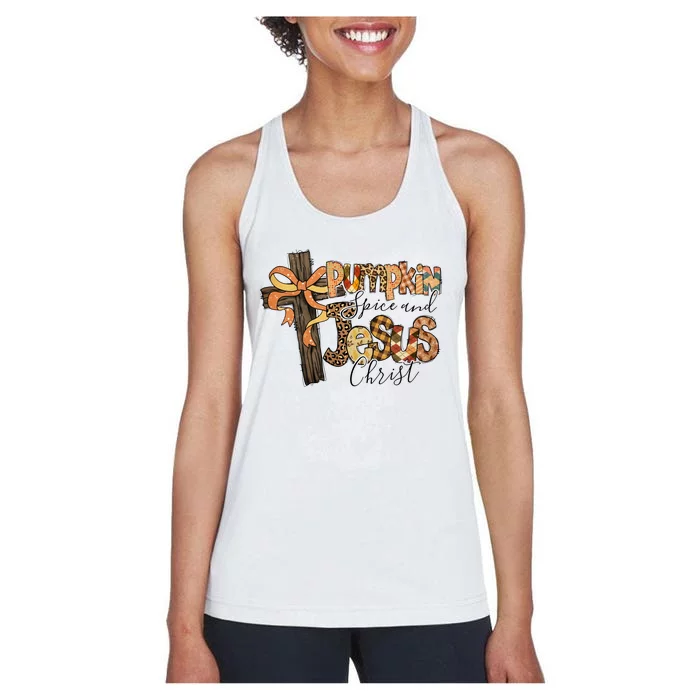 Pumpkin Spice And Jesus Christian God Faith Women's Racerback Tank