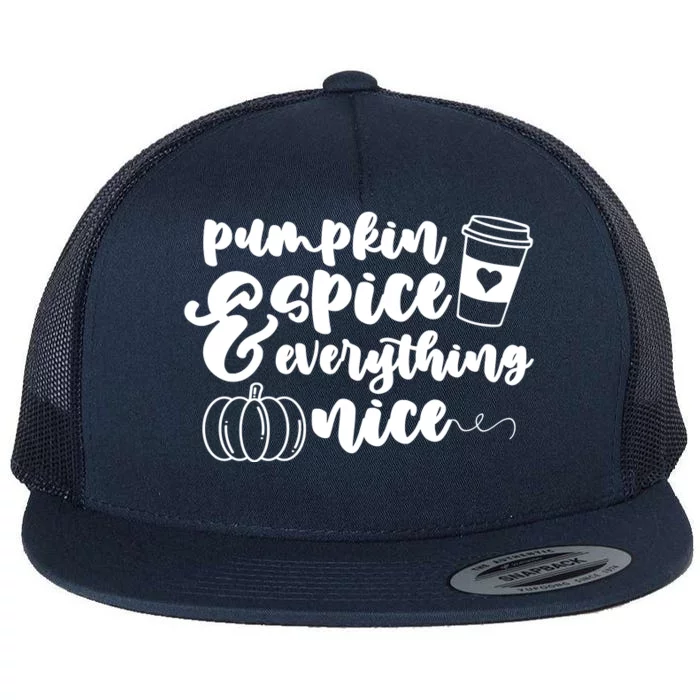 Pumpkin Spice And Everything Nice Halloween Coffee Lover Flat Bill Trucker Hat