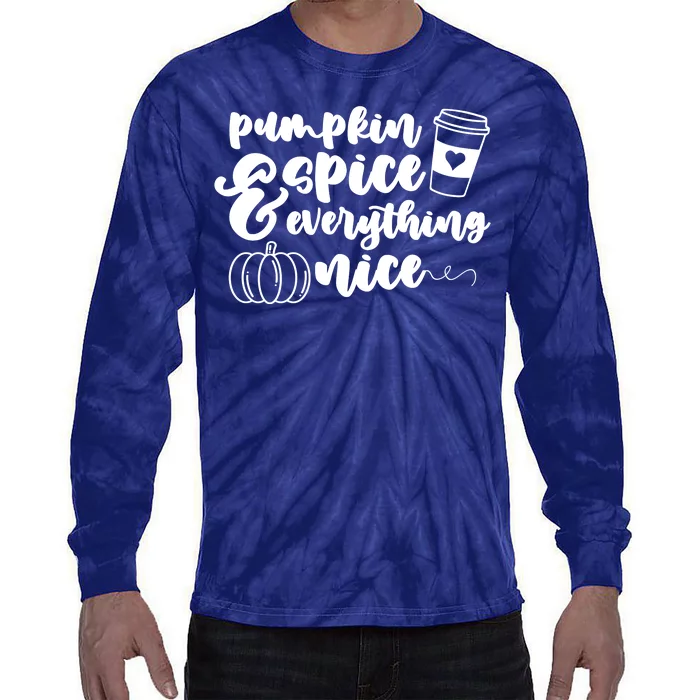 Pumpkin Spice And Everything Nice Halloween Coffee Lover Tie-Dye Long Sleeve Shirt