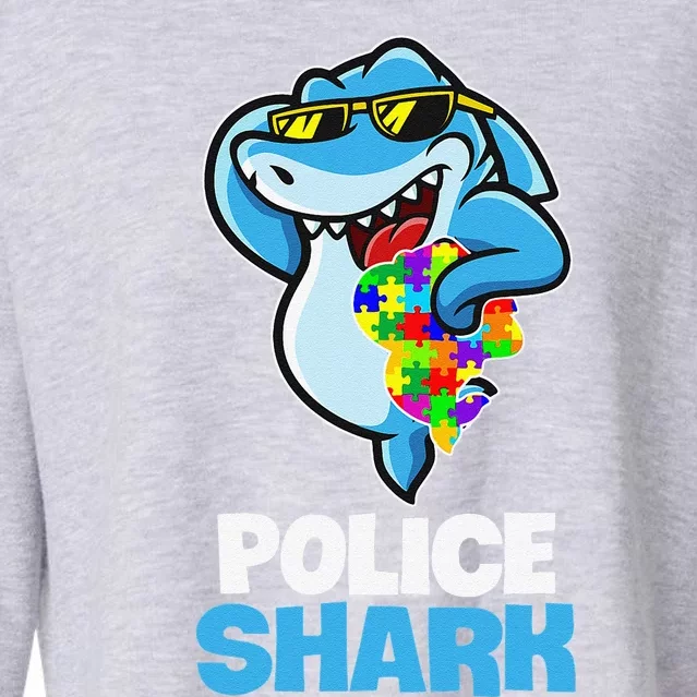 Police Shark Autism Awareness Gift Cropped Pullover Crew