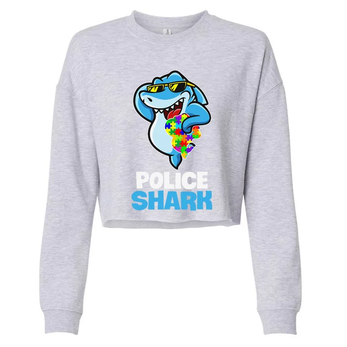 Police Shark Autism Awareness Gift Cropped Pullover Crew