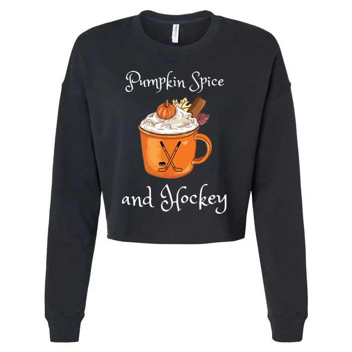 Pumpkin Spice And Hockey Autumn Fall Halloween And Sports Cropped Pullover Crew