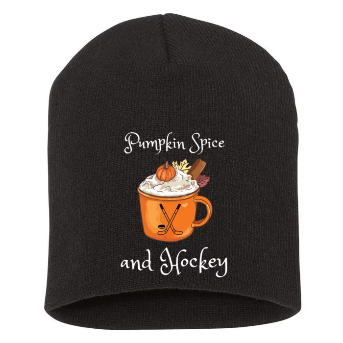 Pumpkin Spice And Hockey Autumn Fall Halloween And Sports Short Acrylic Beanie