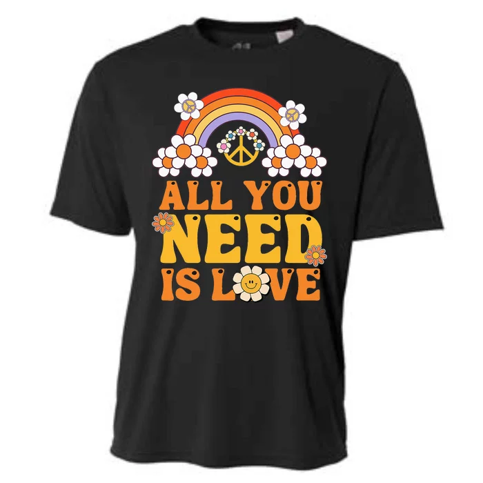 Peace Sign All You Need Is Love 60s 70s Cooling Performance Crew T-Shirt