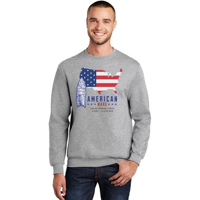 Paleo Spearpoint American Flag Design Tall Sweatshirt