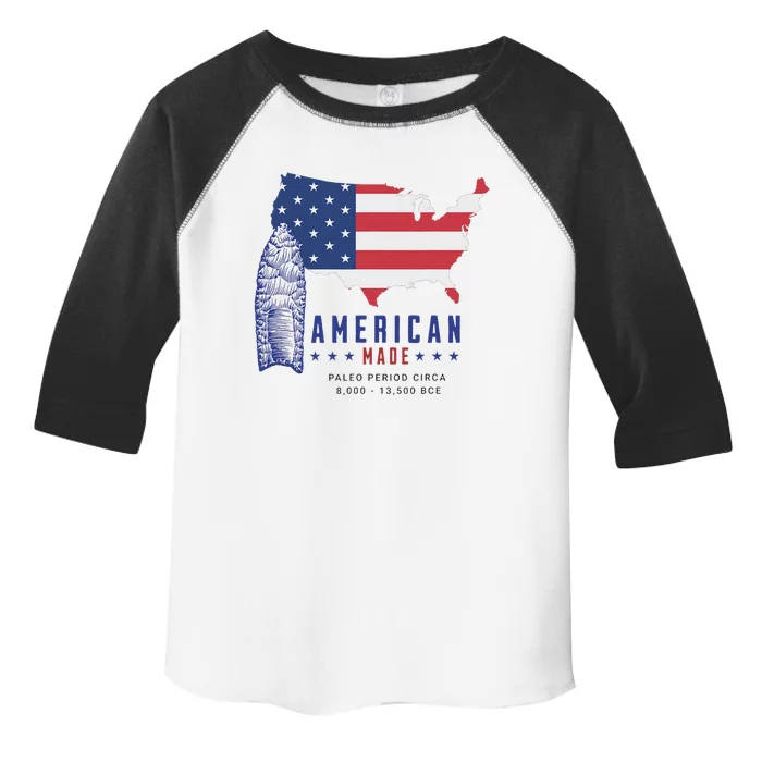 Paleo Spearpoint American Flag Design Toddler Fine Jersey T-Shirt