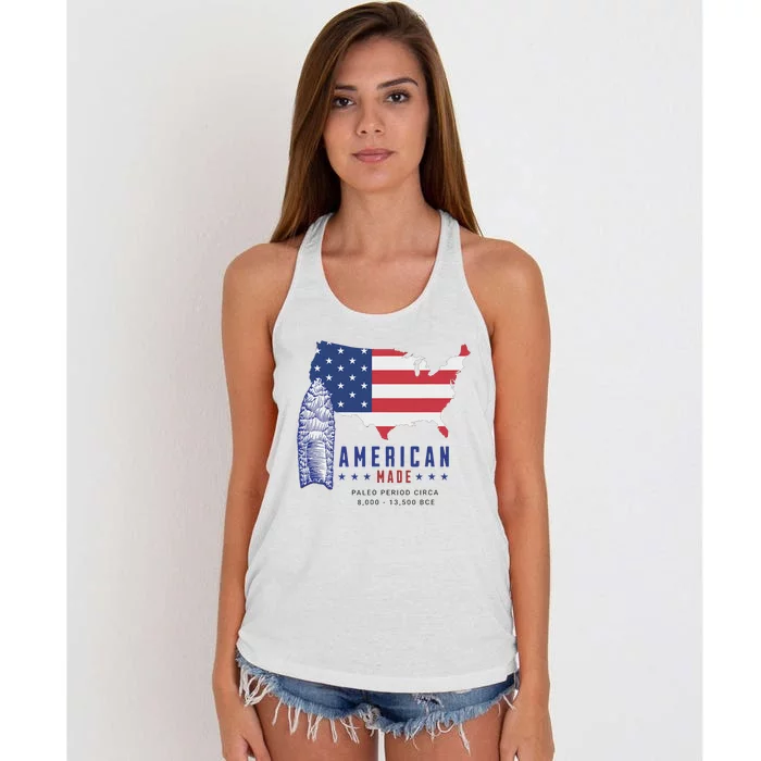 Paleo Spearpoint American Flag Design Women's Knotted Racerback Tank