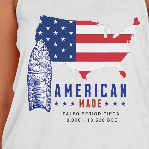 Paleo Spearpoint American Flag Design Women's Knotted Racerback Tank