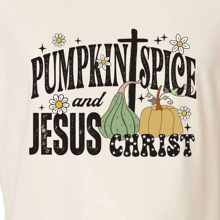 Pumpkin Spice And Jesus Christ Fun Fall Christian Cross Faith Garment-Dyed Women's Muscle Tee