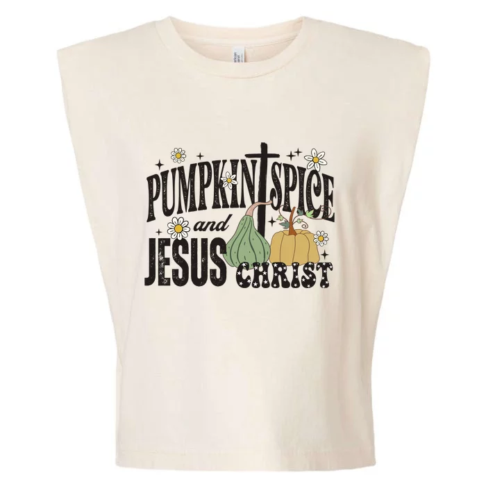 Pumpkin Spice And Jesus Christ Fun Fall Christian Cross Faith Garment-Dyed Women's Muscle Tee