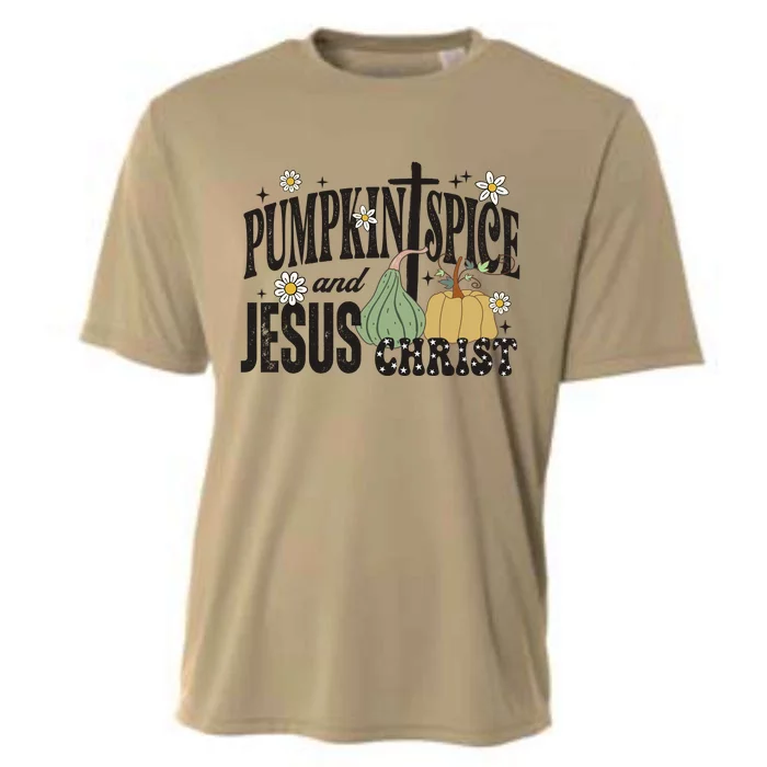 Pumpkin Spice And Jesus Christ Fun Fall Christian Cross Faith Cooling Performance Crew T-Shirt