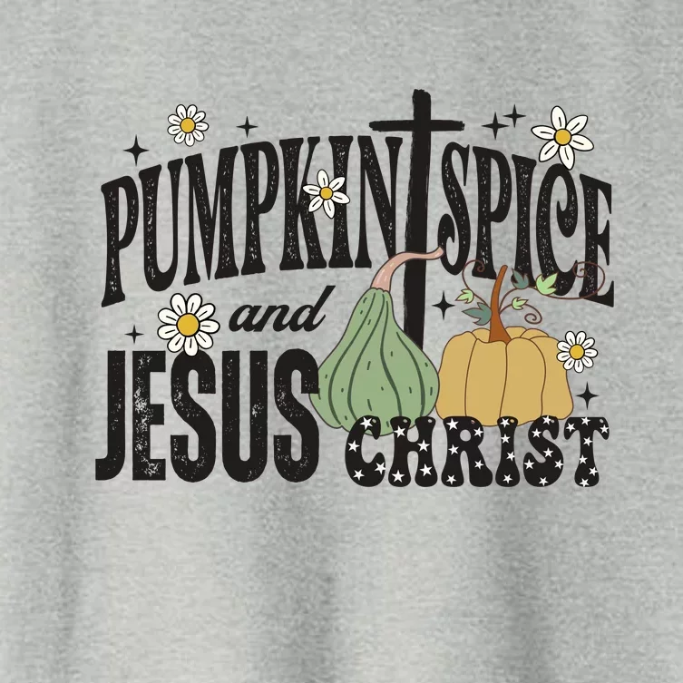 Pumpkin Spice And Jesus Christ Fun Fall Christian Cross Faith Women's Crop Top Tee