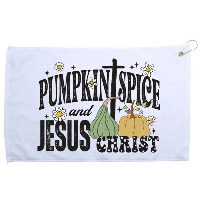 Pumpkin Spice And Jesus Christ Fun Fall Christian Cross Faith Grommeted Golf Towel