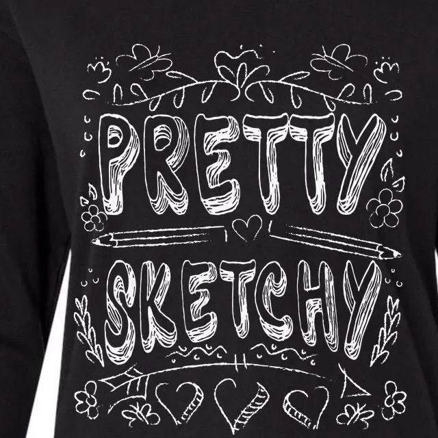 Pretty Sketchy Artists Pencils Art Lover Womens Cotton Relaxed Long Sleeve T-Shirt