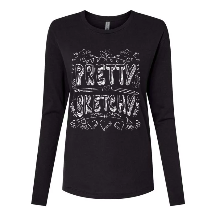 Pretty Sketchy Artists Pencils Art Lover Womens Cotton Relaxed Long Sleeve T-Shirt