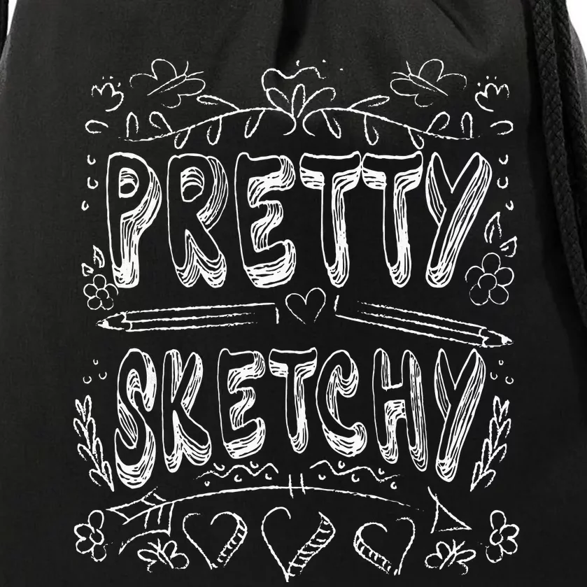 Pretty Sketchy Artists Pencils Art Lover Drawstring Bag