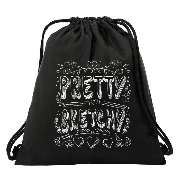 Pretty Sketchy Artists Pencils Art Lover Drawstring Bag