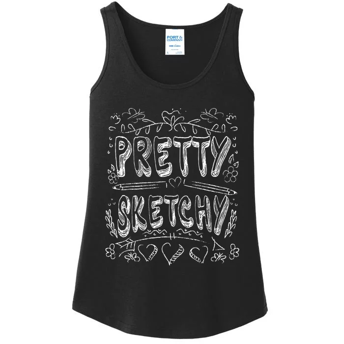 Pretty Sketchy Artists Pencils Art Lover Ladies Essential Tank