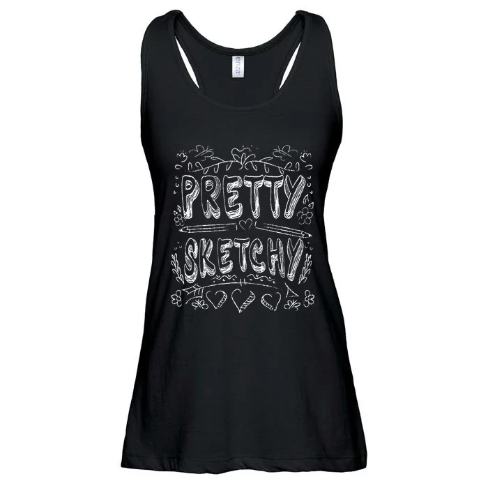 Pretty Sketchy Artists Pencils Art Lover Ladies Essential Flowy Tank