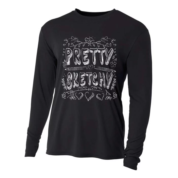 Pretty Sketchy Artists Pencils Art Lover Cooling Performance Long Sleeve Crew