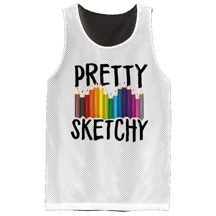 Pretty Sketchy Artist Art Teacher Mesh Reversible Basketball Jersey Tank