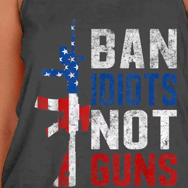 Pro Second Amendment Gun Rights Ban Idiots Not Guns Women's Knotted Racerback Tank