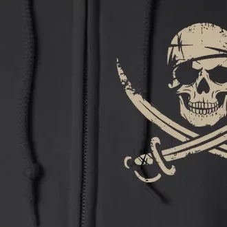 Pirate Skull And Crossbones Skeleton Halloween Full Zip Hoodie