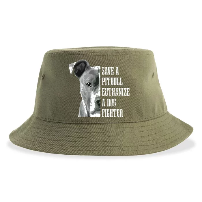 Pitbull Save A Pitbull Funny Dog Rescue Pitbull Mom Dad Sustainable Bucket Hat