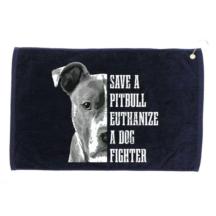 Pitbull Save A Pitbull Funny Dog Rescue Pitbull Mom Dad Grommeted Golf Towel