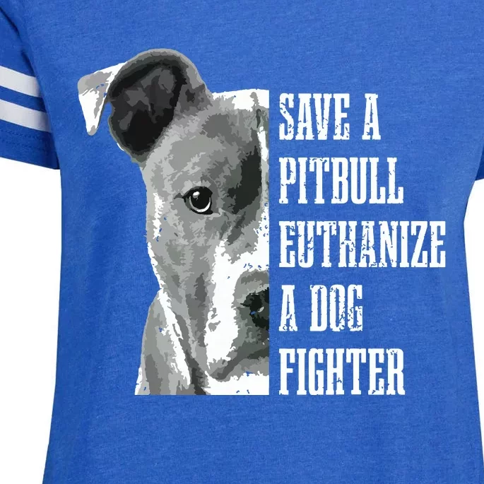 Pitbull Save A Pitbull Funny Dog Rescue Pitbull Mom Dad Enza Ladies Jersey Football T-Shirt