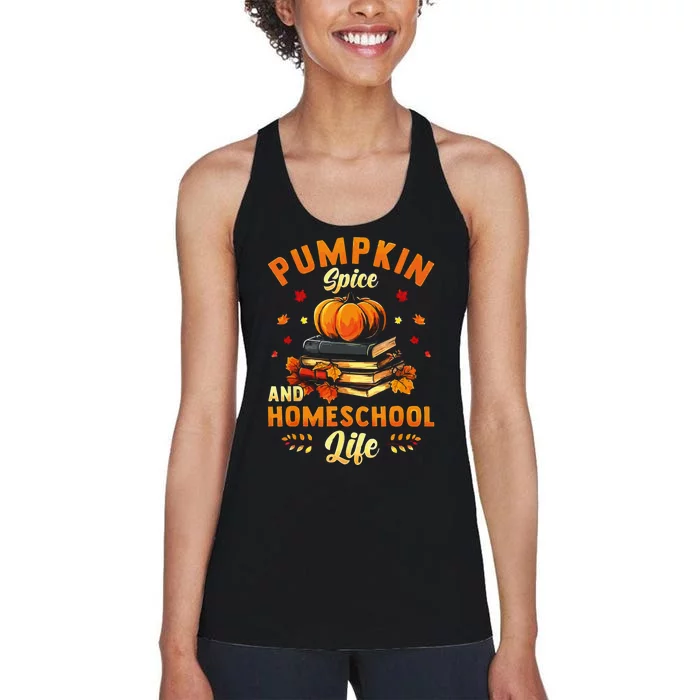 Pumpkin Spice And Homeschool Life Funny Halloween Women's Racerback Tank