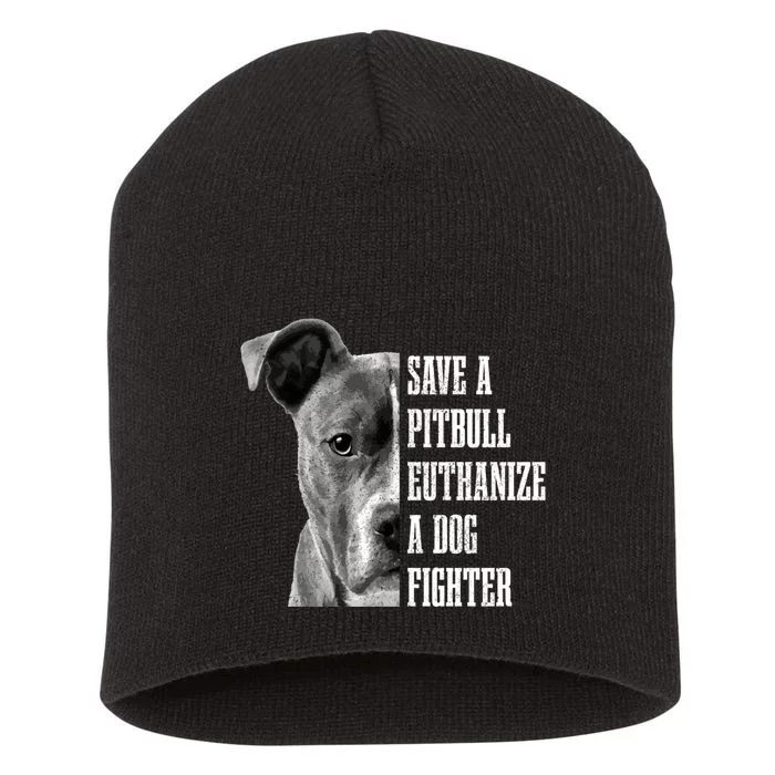 Pitbull Save A Pitbull Funny Dog Rescue Pitbull Mom Dad. Short Acrylic Beanie