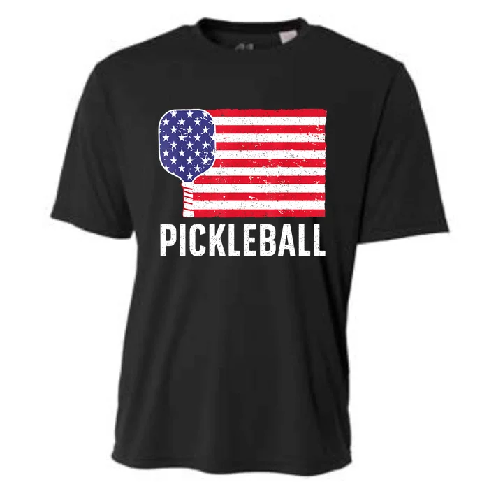 Paddle Sport American Flag Pickleball Lover Gift Cooling Performance Crew T-Shirt