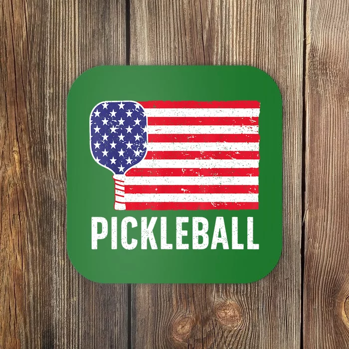 Paddle Sport American Flag Pickleball Lover Gift Coaster