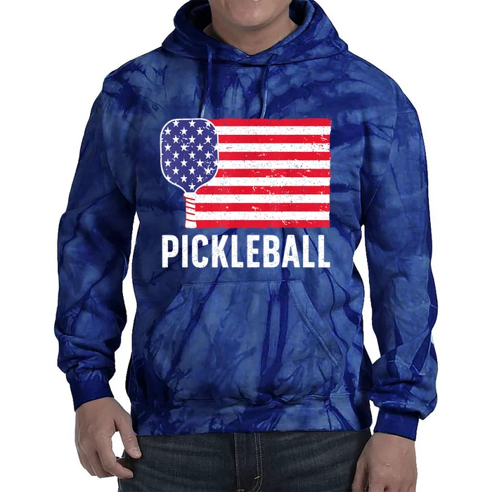 Paddle Sport American Flag Pickleball Lover Gift Tie Dye Hoodie