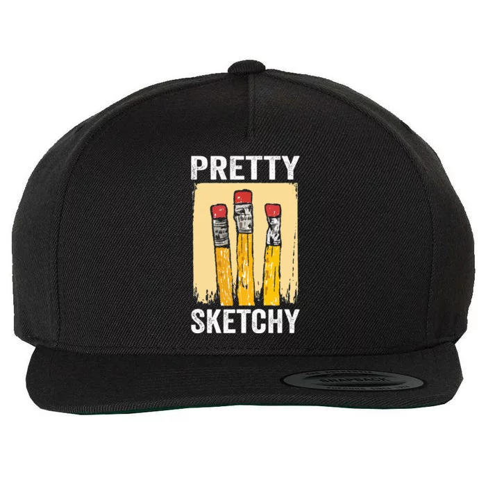 Pretty Sketchy Artist Pencils Sketch Sketching Paint Artist Wool Snapback Cap