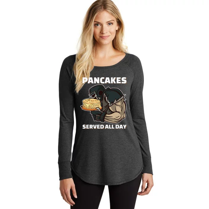 Pancakes Served All Day Football Offensive Lineman Pancake Women's Perfect Tri Tunic Long Sleeve Shirt