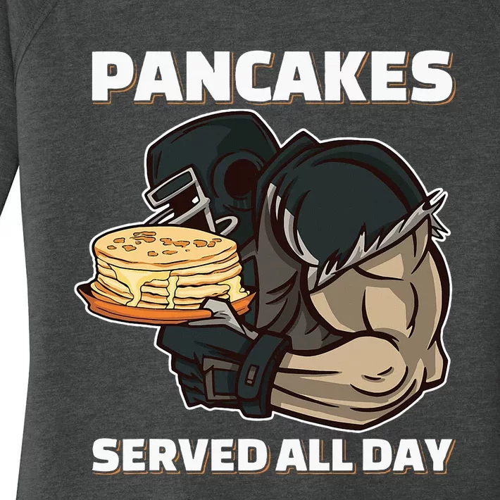 Pancakes Served All Day Football Offensive Lineman Pancake Women's Perfect Tri Tunic Long Sleeve Shirt