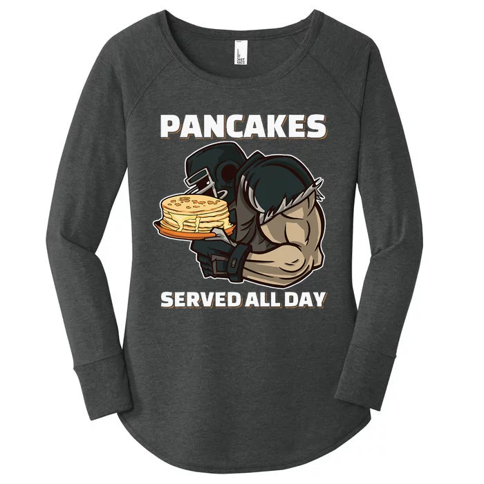 Pancakes Served All Day Football Offensive Lineman Pancake Women's Perfect Tri Tunic Long Sleeve Shirt