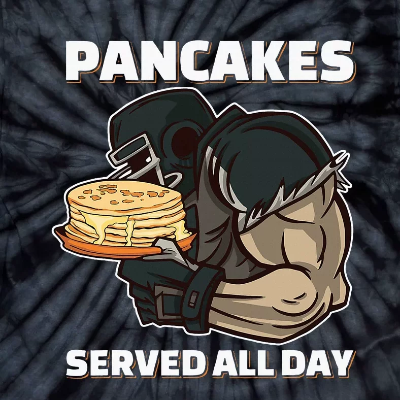 Pancakes Served All Day Football Offensive Lineman Pancake Tie-Dye T-Shirt