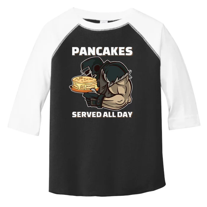 Pancakes Served All Day Football Offensive Lineman Pancake Toddler Fine Jersey T-Shirt