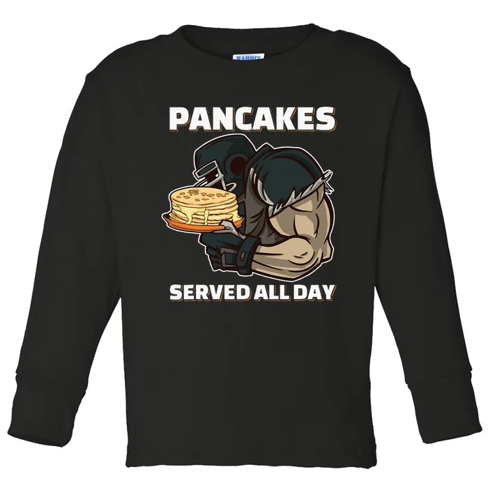 Pancakes Served All Day Football Offensive Lineman Pancake Toddler Long Sleeve Shirt