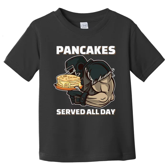 Pancakes Served All Day Football Offensive Lineman Pancake Toddler T-Shirt