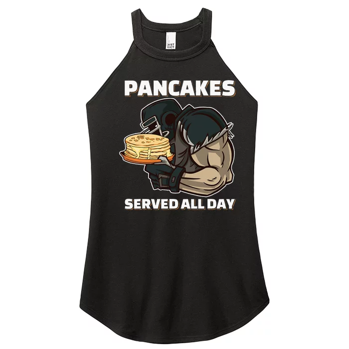 Pancakes Served All Day Football Offensive Lineman Pancake Women’s Perfect Tri Rocker Tank