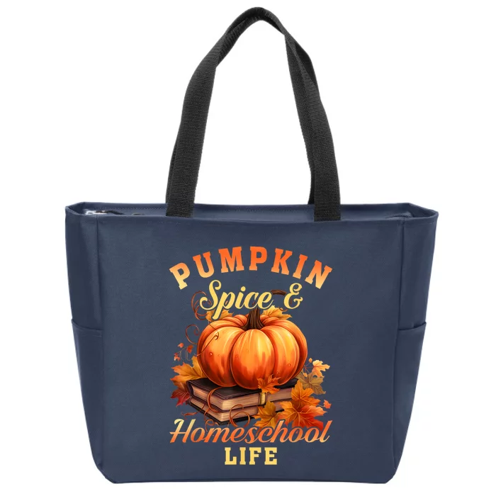 Pumpkin Spice And Homeschool Life Funny Fall Season Zip Tote Bag