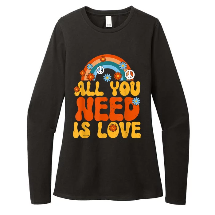 Peace Sign All You Need Is Love 60s 70s Womens CVC Long Sleeve Shirt