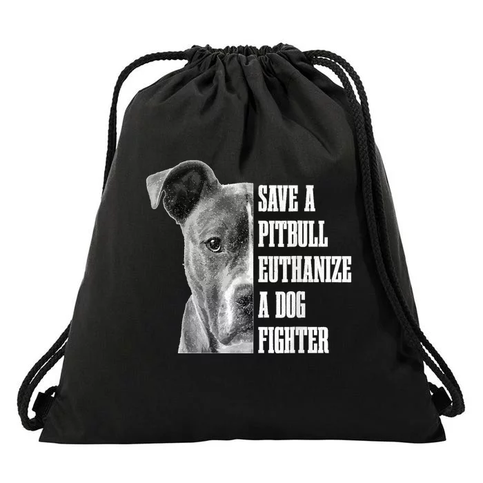 Pitbull Save A Pitbull Funny Dog Rescue Pitbull Mom Dad Drawstring Bag