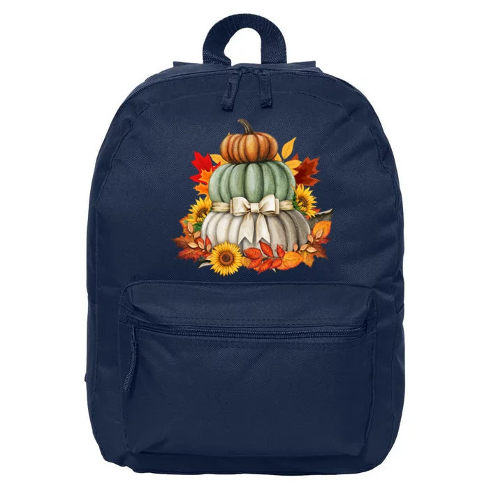 Pumpkin Sunflower Autumn Leaves 16 in Basic Backpack